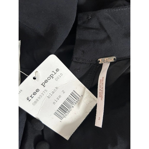 Free People | Be My Baby Ruched Mini Dress Size 2 Black Loose Fit Neck High - Picture 9 of 9